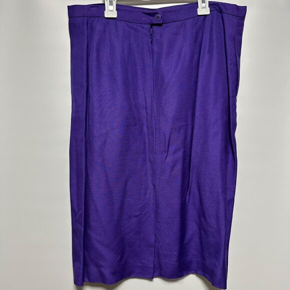 Vintage 1980s Christian Dior Purple Power Suit Women’s Size 16 Blazer Skirt Set - Picture 6 of 16